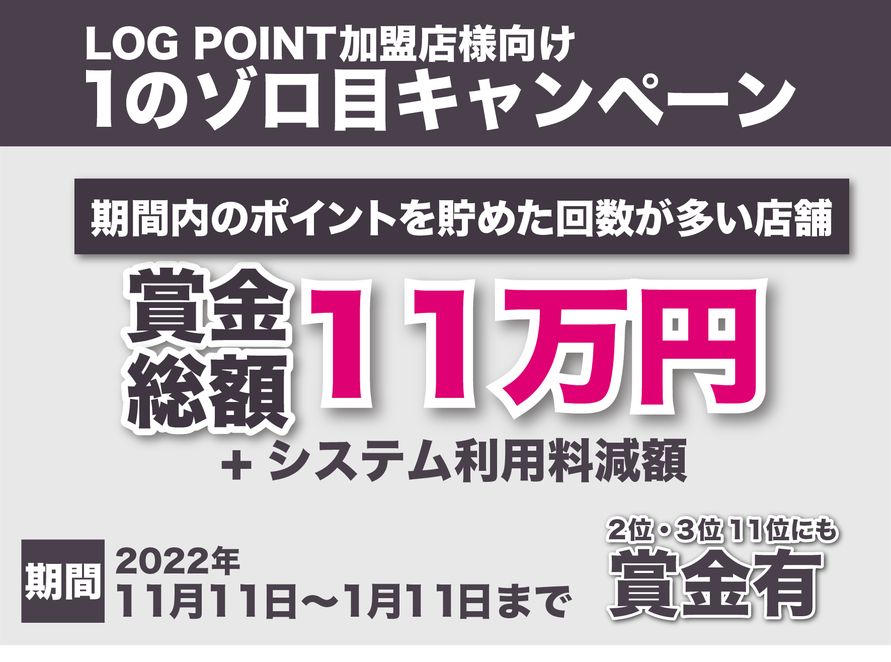 加盟店様向け賞金総額11万円ゾロ目キャンペーン Log Oita