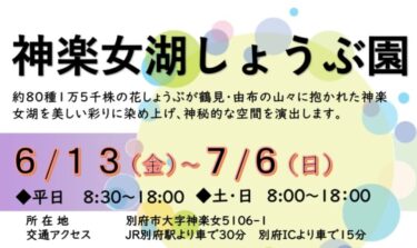別府市で『音泉タウン音楽会in神楽女湖しょうぶ園』が開催されます